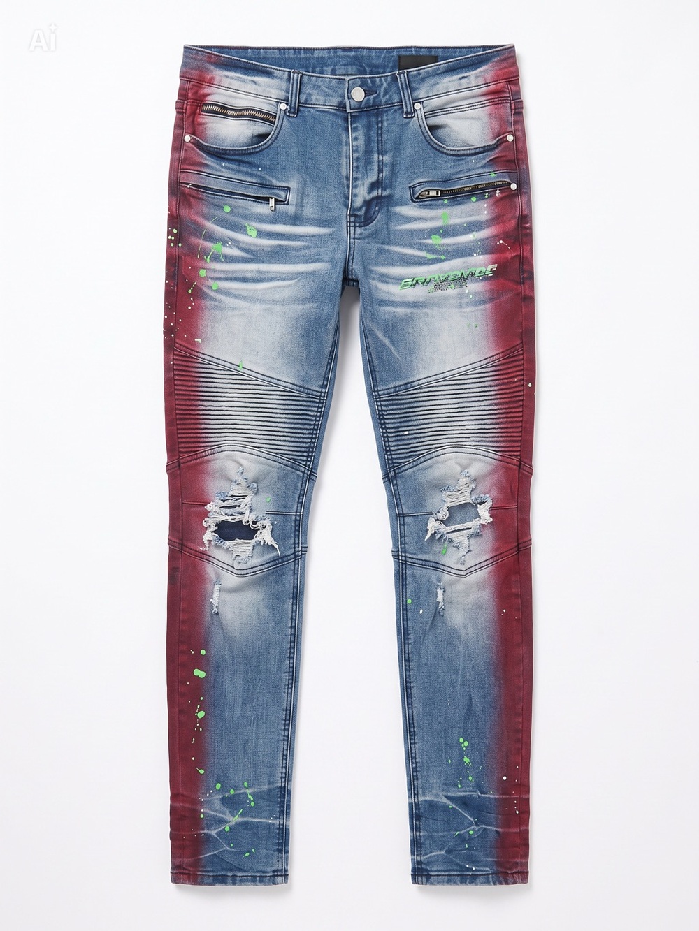 Rockstar Original RSM 214 Ultra Slim Distressed/Pain Splatter/Stretch/Stacked